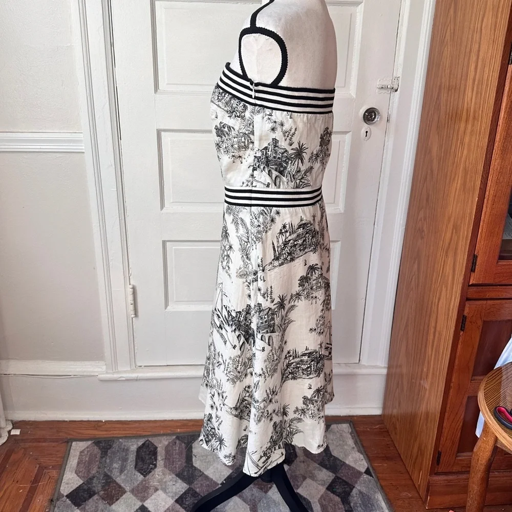 Tommy Bahama NWT Linen‎ Marceau Toile Strapless Dress Preppy Summer Sz Medium